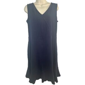 Talbots Women's Sleeveless V-Neck Knee Length Dress Blue Size L